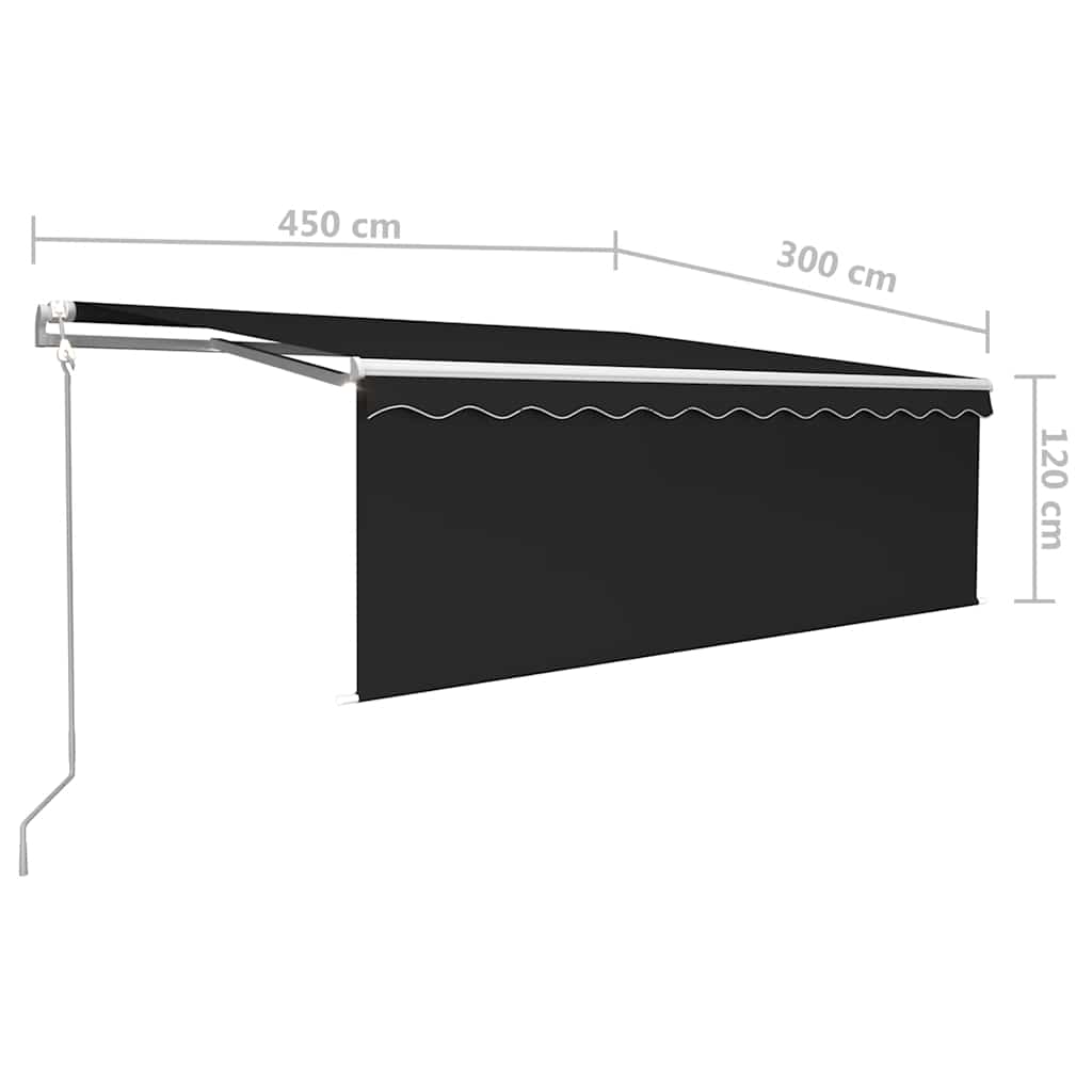 Markise Automatisch mit Rollo LED Windsensor 4,5x3m Anthrazit
