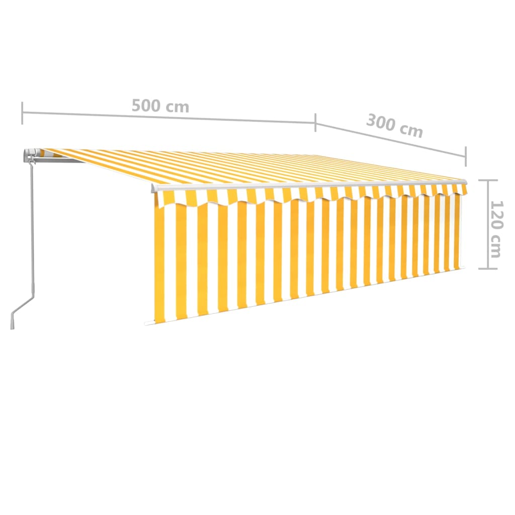 Markise Manuell Einziehbar mit Rollo 5x3 m Gelb & Weiß