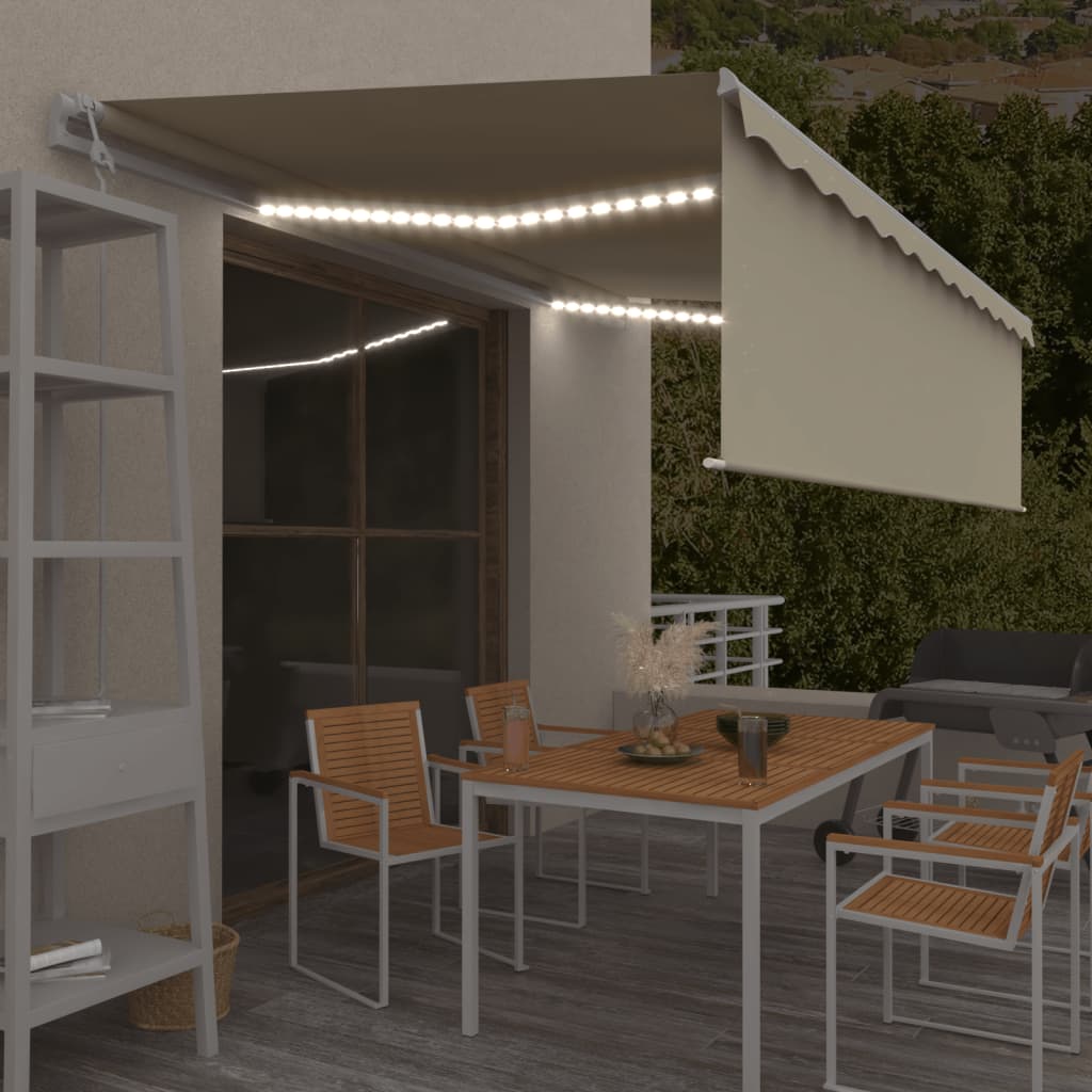 Markise Automatisch mit Rollo LED Windsensor 5x3 m Creme