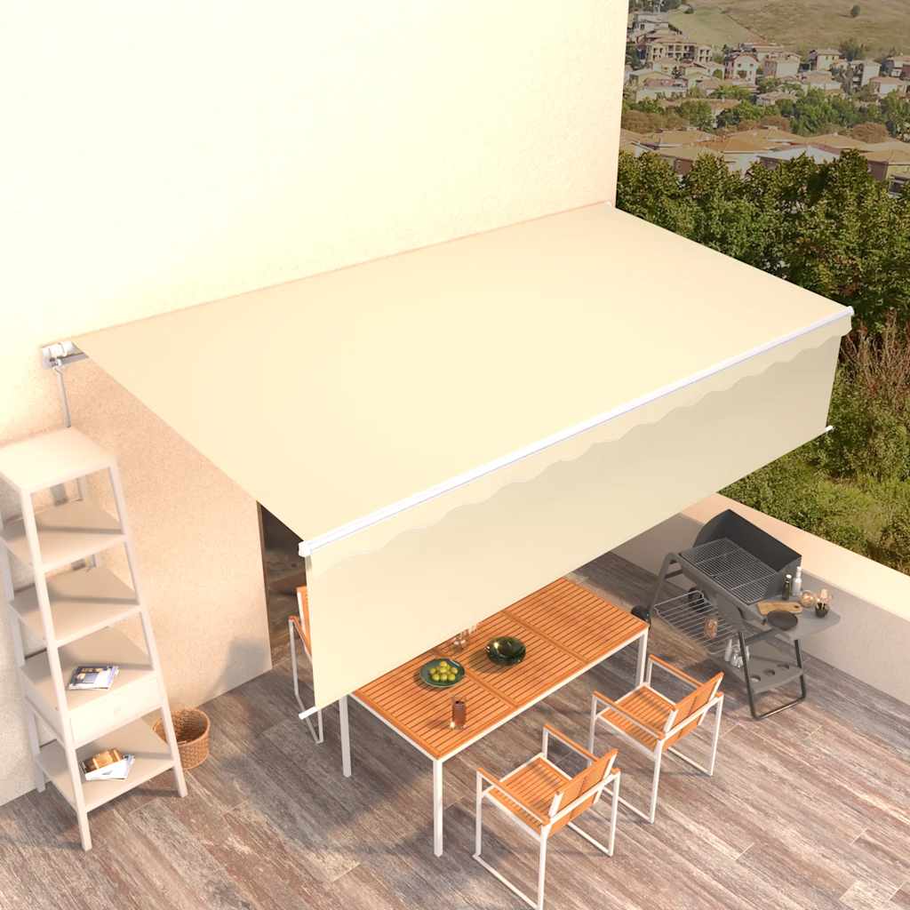 Markise Manuell Einziehbar mit Rollo 6x3 m Creme