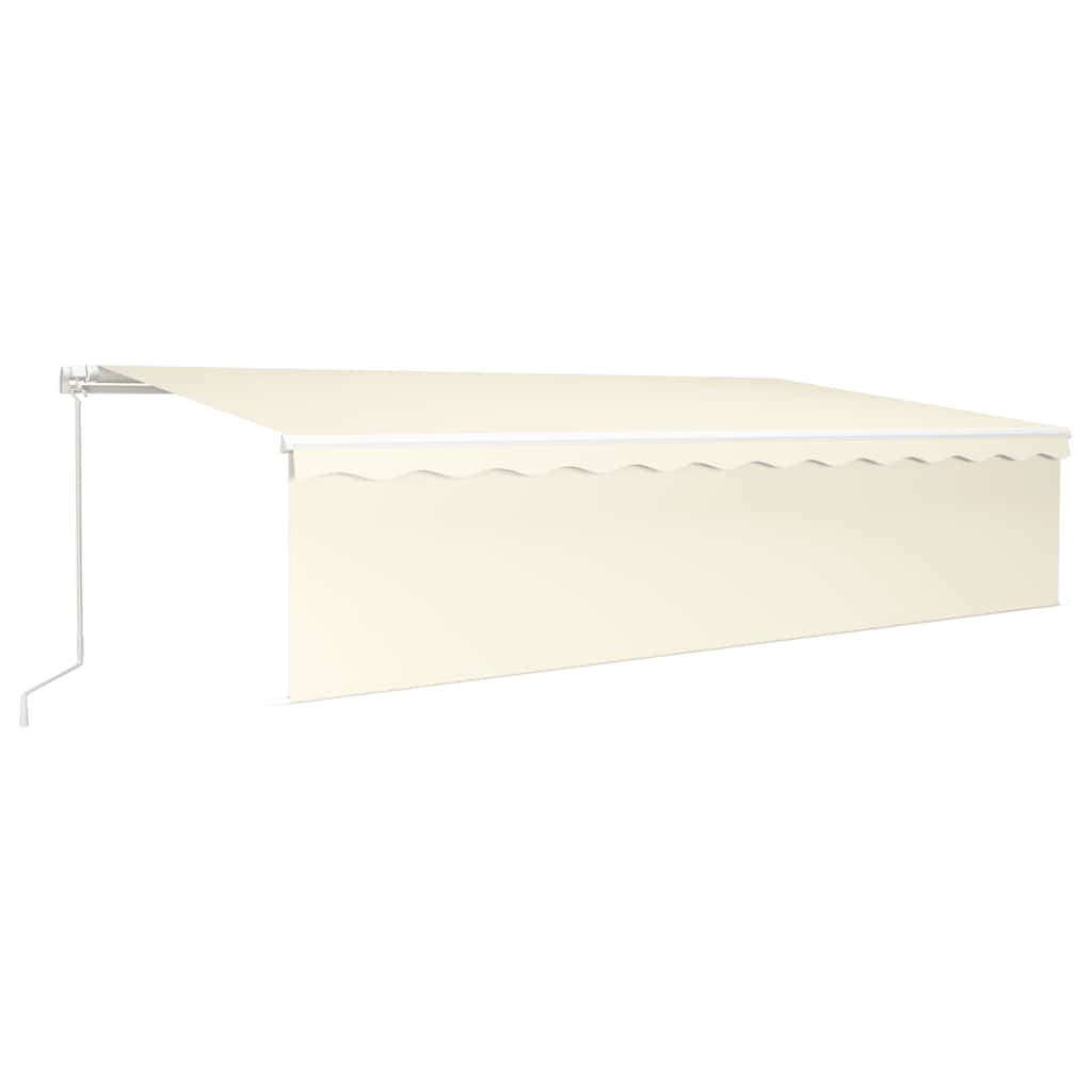 Markise Manuell Einziehbar mit Rollo & LED 6x3 m Creme