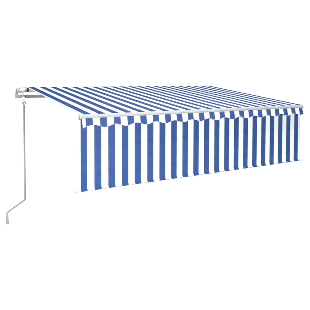 Markise Automatisch mit Rollo LED Windsensor 6x3m Blau Weiß