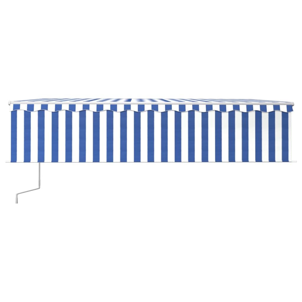 Markise Automatisch mit Rollo LED Windsensor 6x3m Blau Weiß