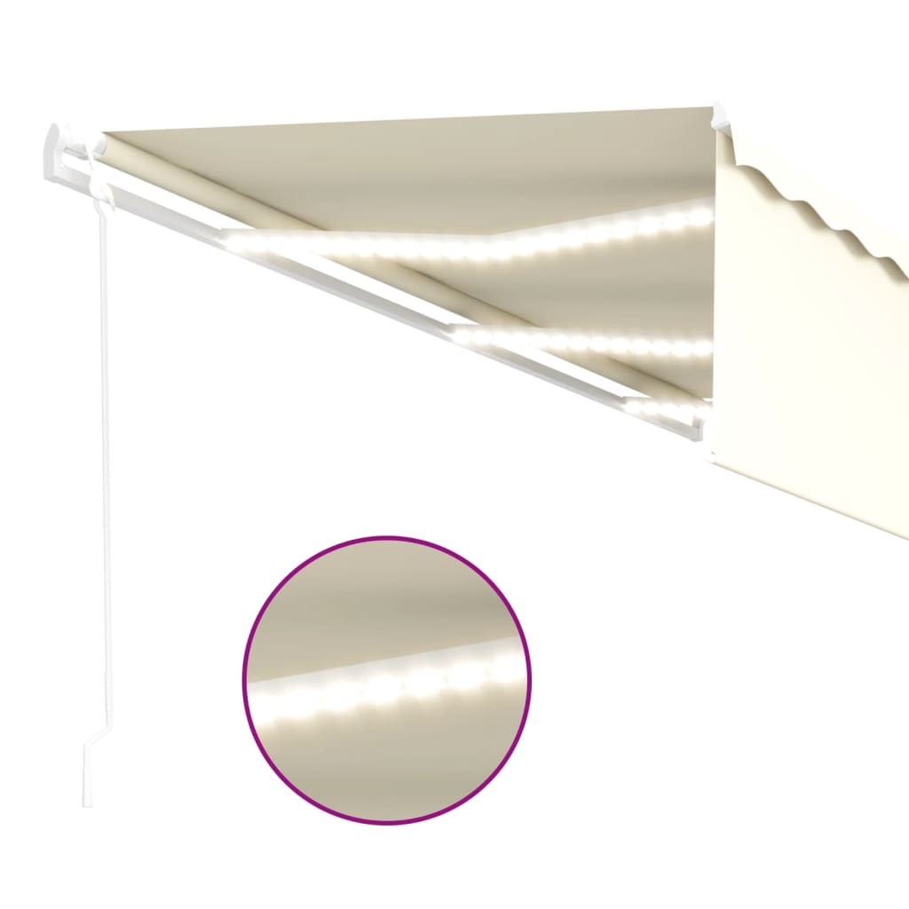 Markise Automatisch mit Rollo LED Windsensor 6x3 m Creme