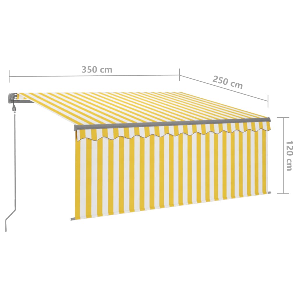Markise Automatisch Einziehbar mit Volant 3,5x2,5 m Gelb & Weiß