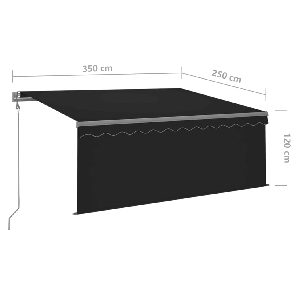 Markise Automatisch mit Rollo LED Windsensor 3,5x2,5m Anthrazit