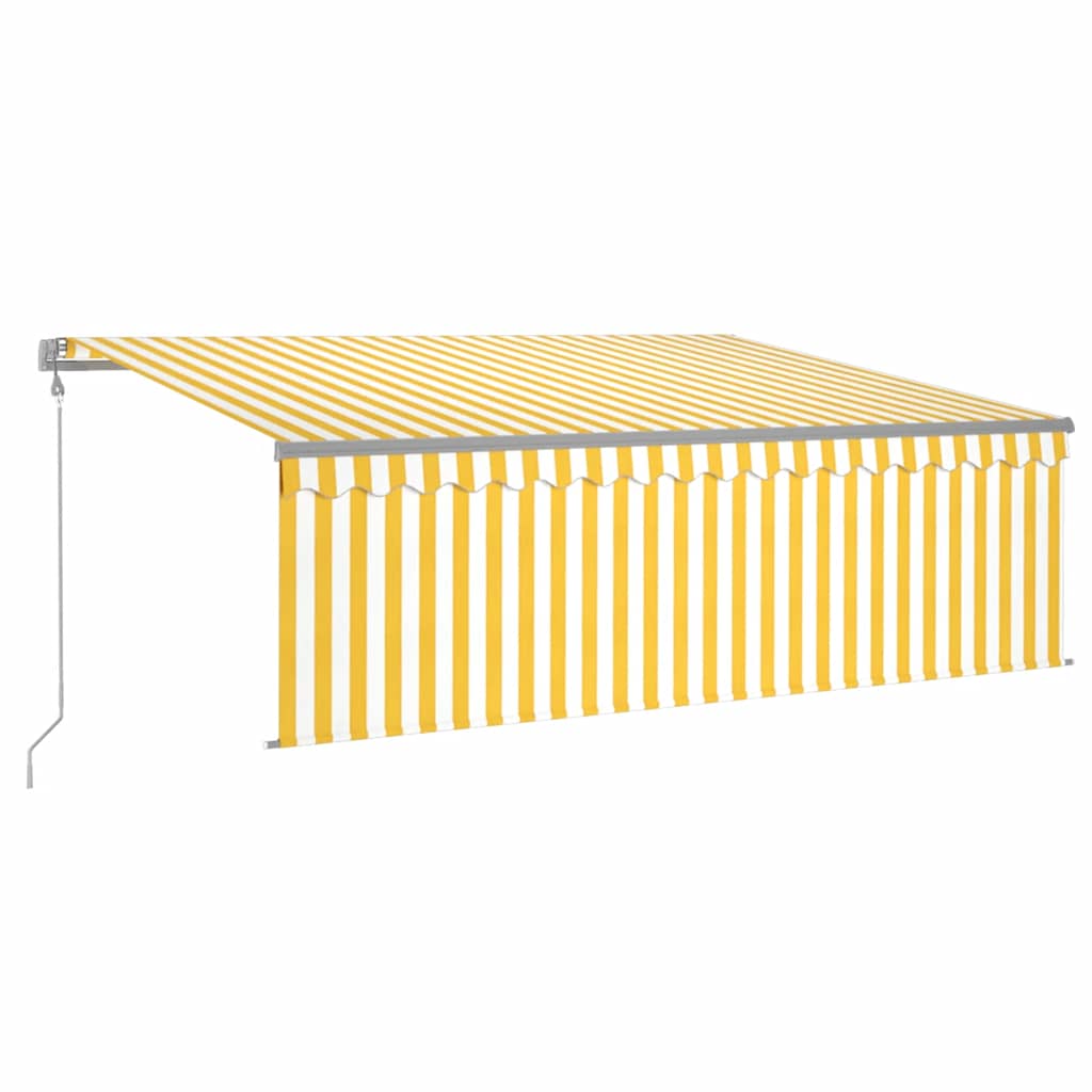 Markise Automatisch mit Rollo LED Windsensor 4x3m Gelb Weiß