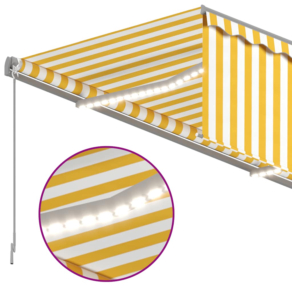 Markise Automatisch mit Rollo LED Windsensor 4x3m Gelb Weiß