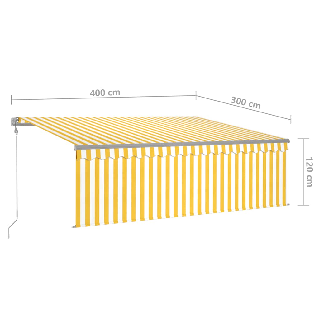 Markise Automatisch mit Rollo LED Windsensor 4x3m Gelb Weiß