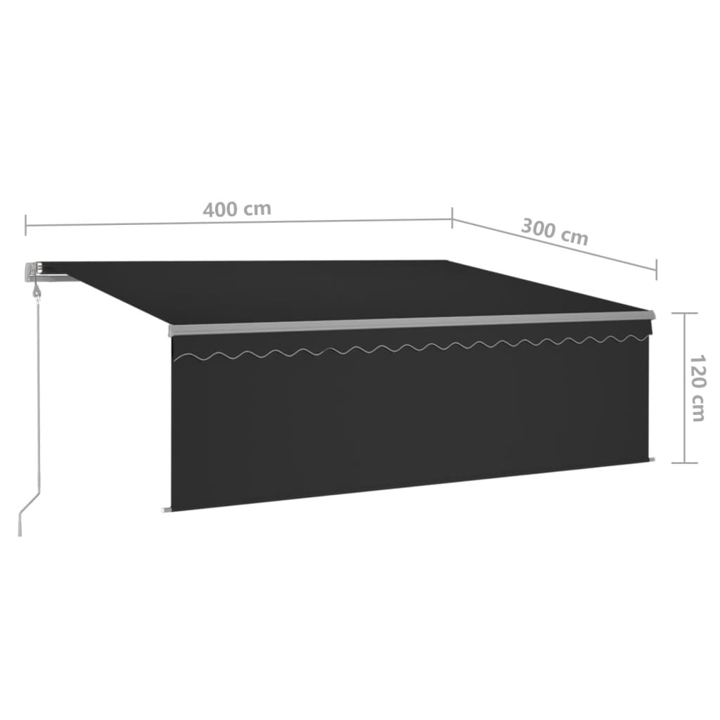 Markise Automatisch mit Rollo LED Windsensor 4x3m Anthrazit