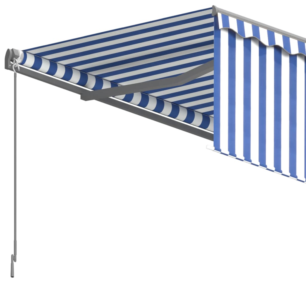 Markise Automatisch Einziehbar mit Volant 5x3 m Blau & Weiß