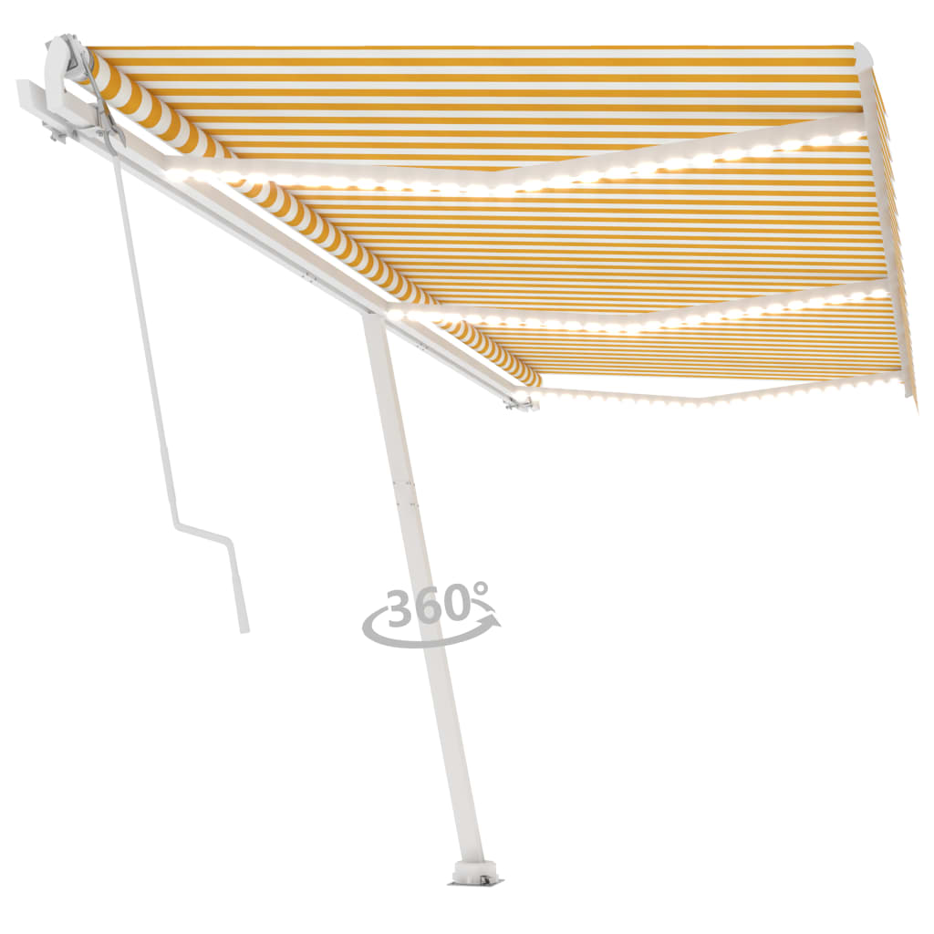 Automatische Markise mit LED & Windsensor 600x300 cm Gelb/Weiß