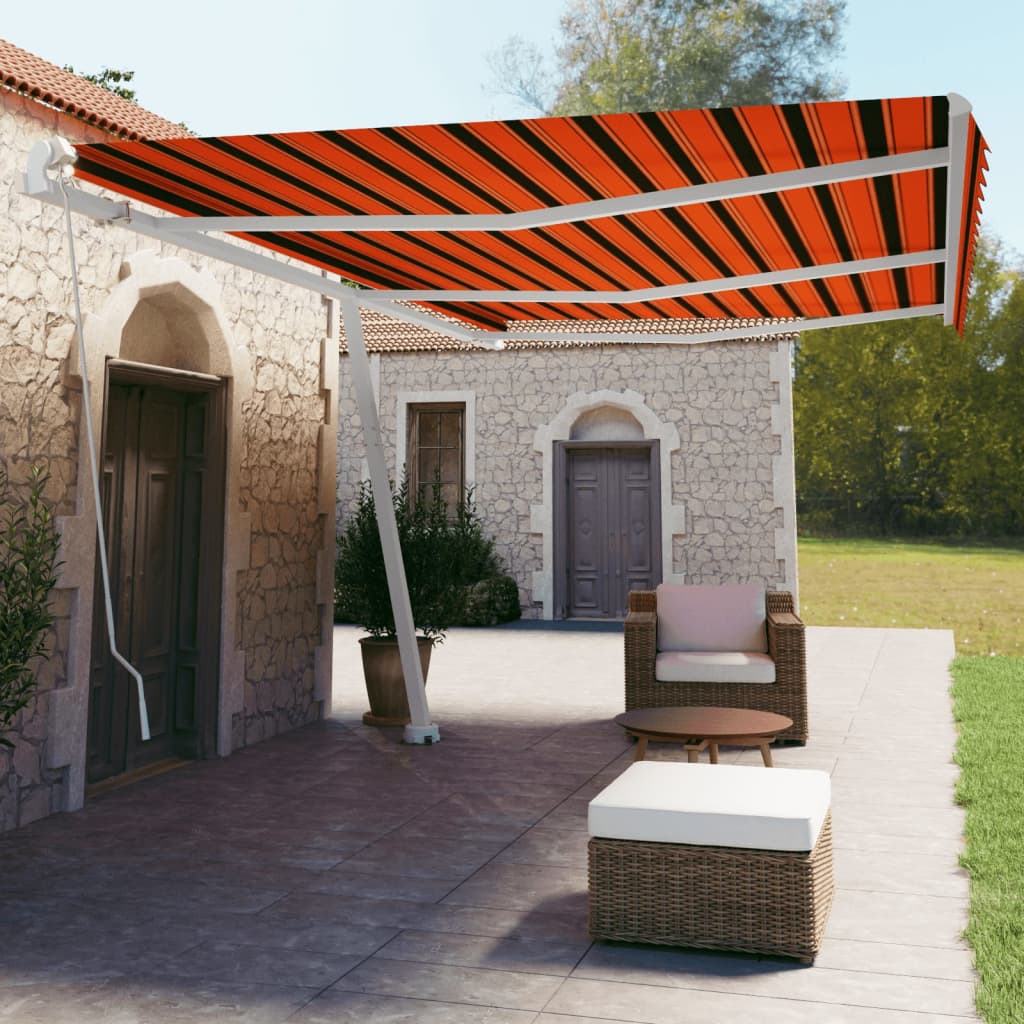 Standmarkise Manuell Einziehbar 600x350 cm Orange/Braun