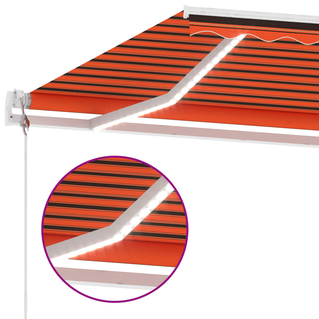 Automatische Markise mit LED Windsensor 600x350 cm Orange/Braun