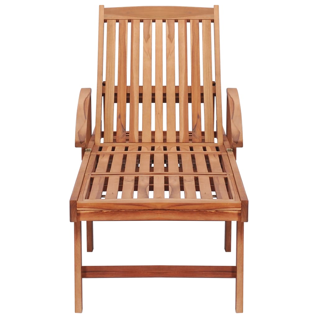 Sonnenliegen 2 Stk. mit Auflagen Beige Massivholz Teak