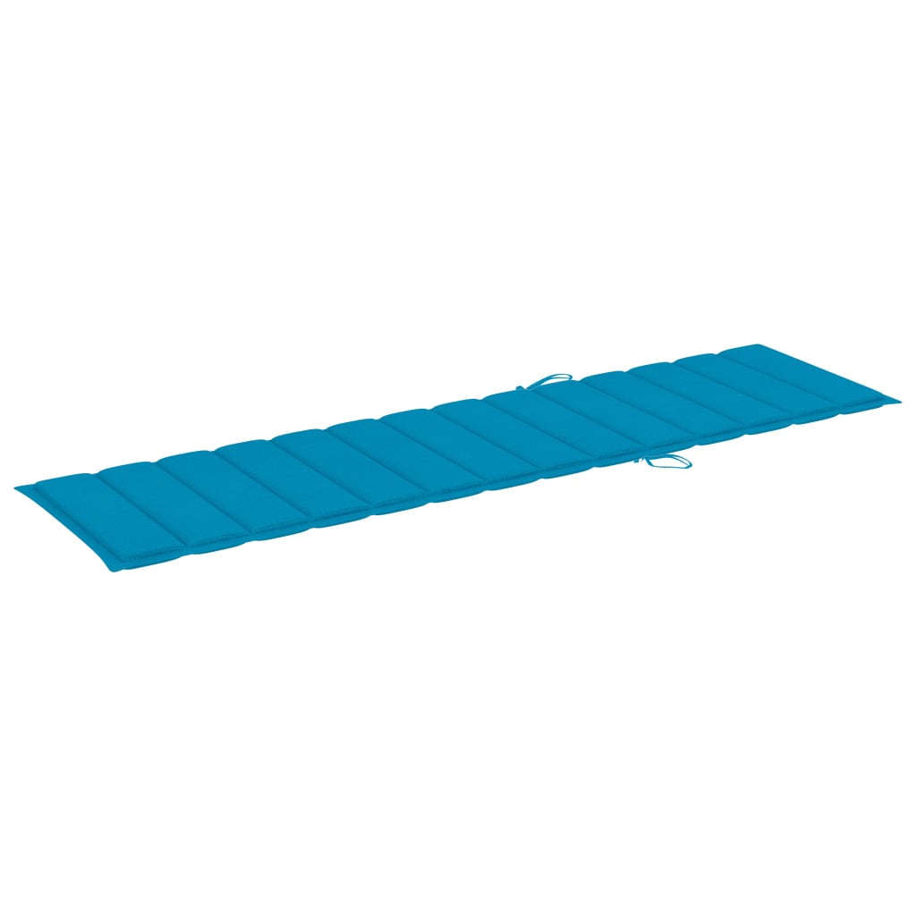Sonnenliegen 2 Stk. mit Auflagen Blau Massivholz Teak