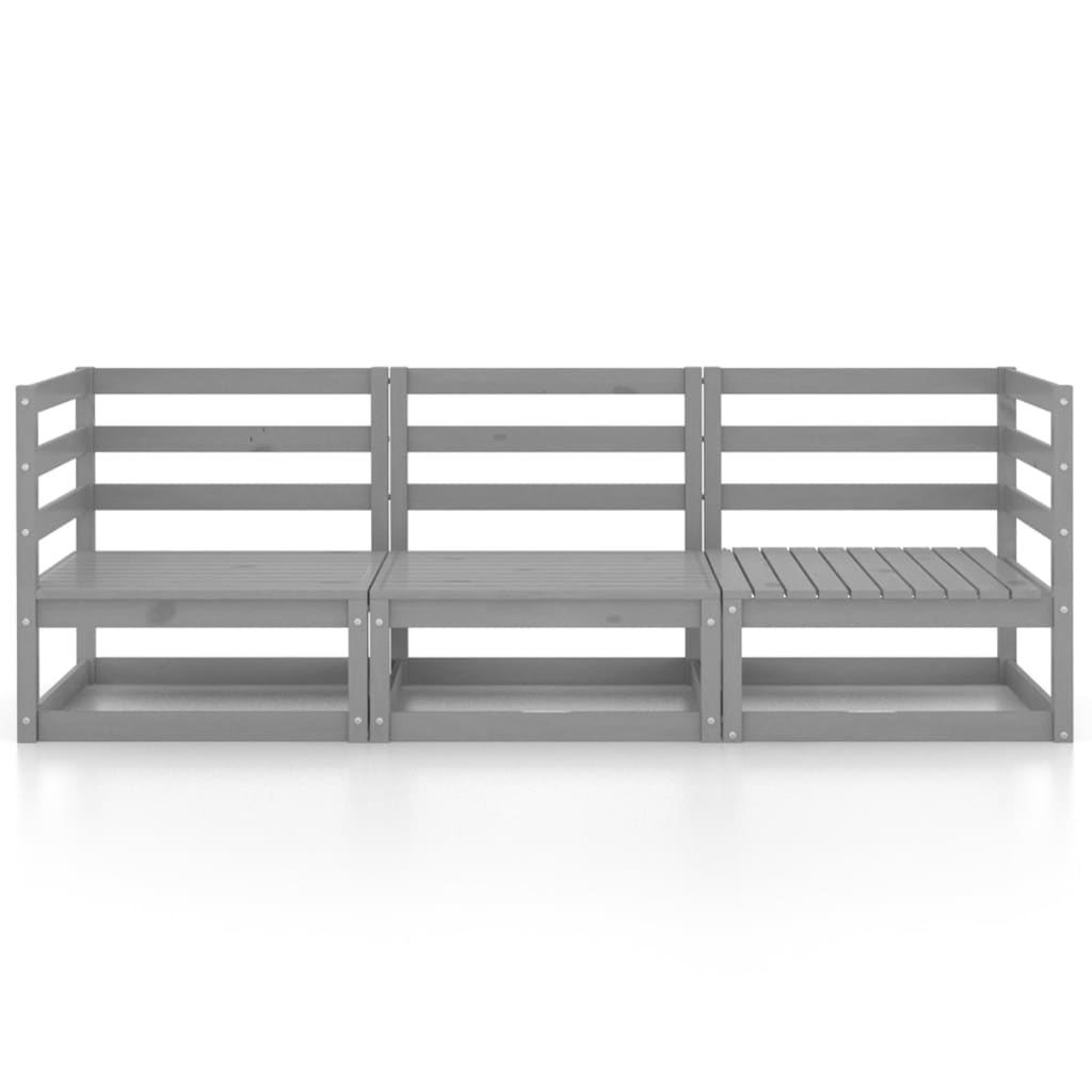 Outdoor-Sofa 3-Sitzer Grau Massivholz Kiefer