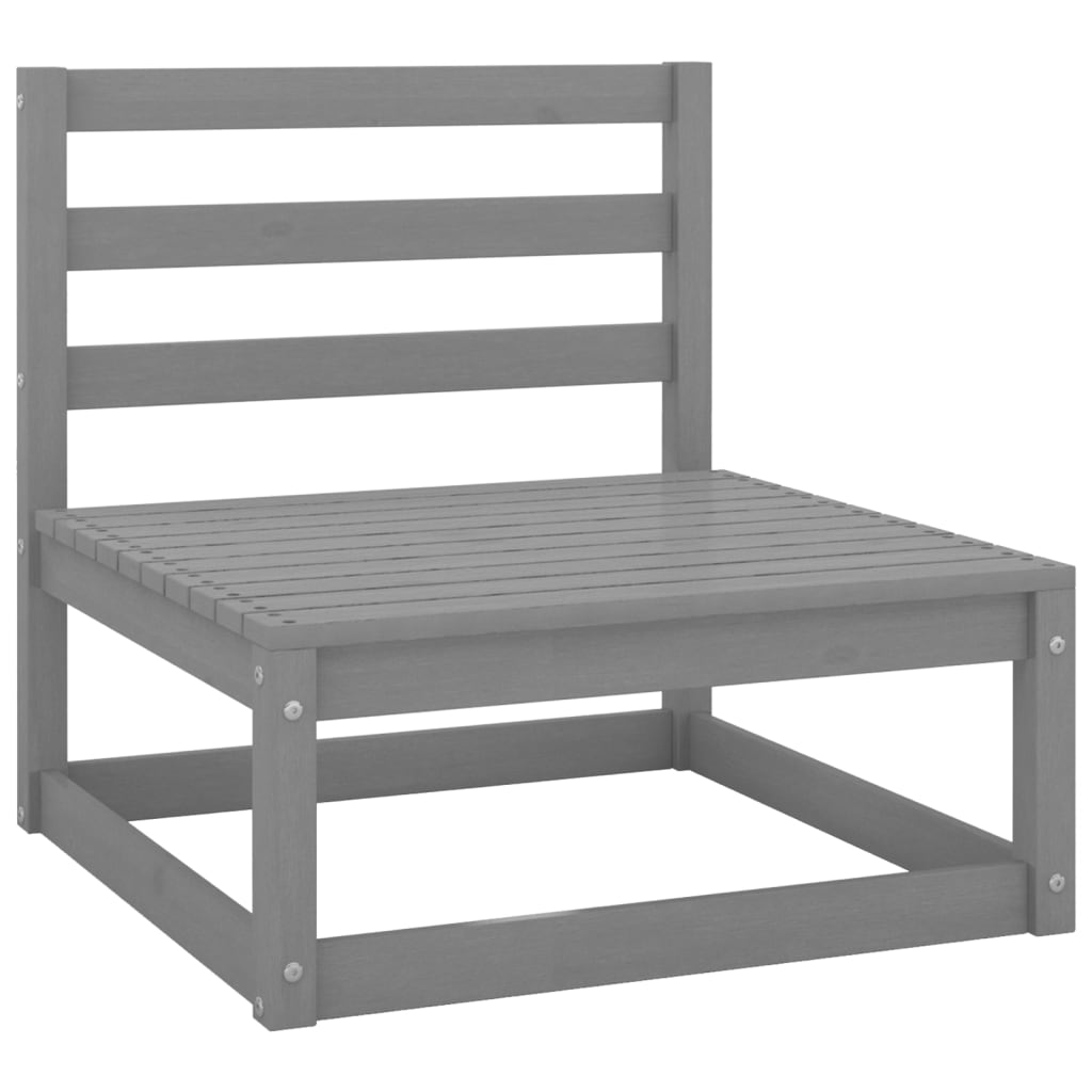 Outdoor-Sofa 3-Sitzer Grau Massivholz Kiefer