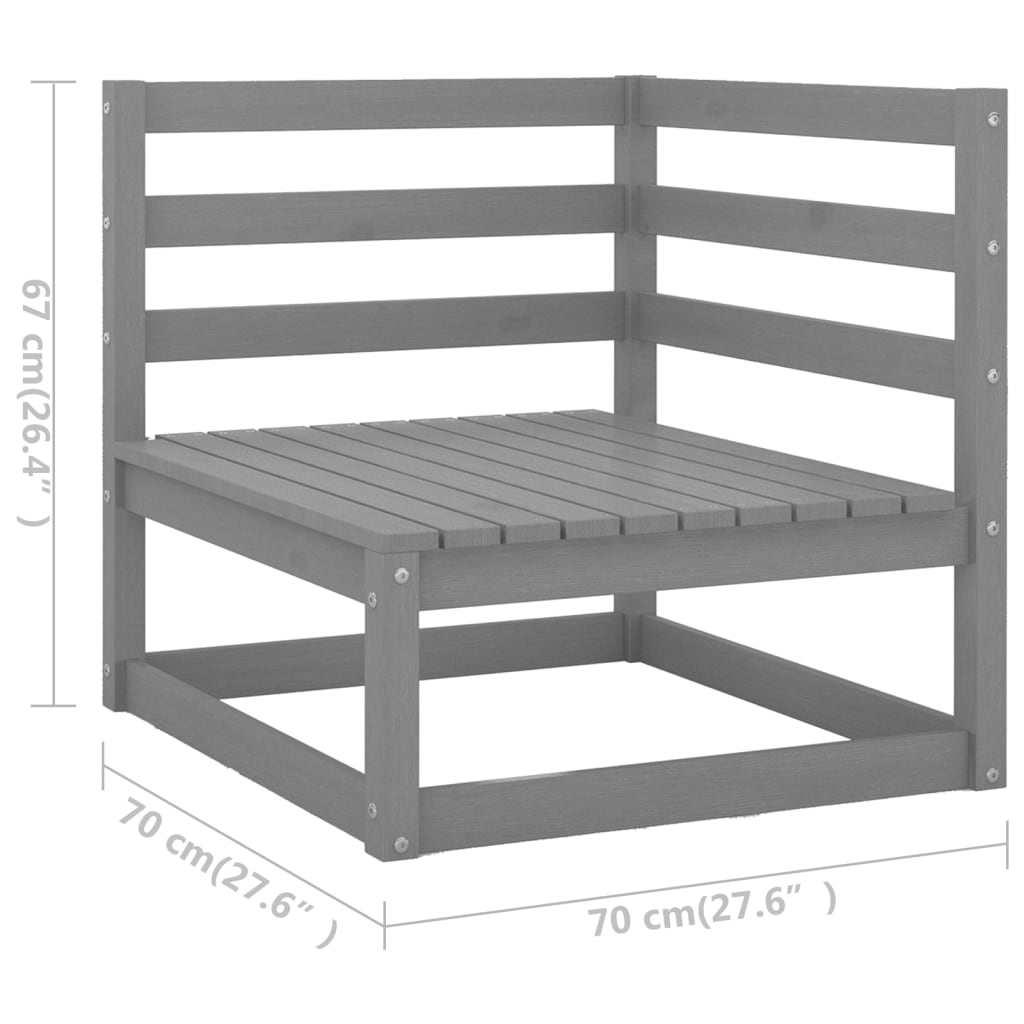 Outdoor-Sofa 3-Sitzer Grau Massivholz Kiefer
