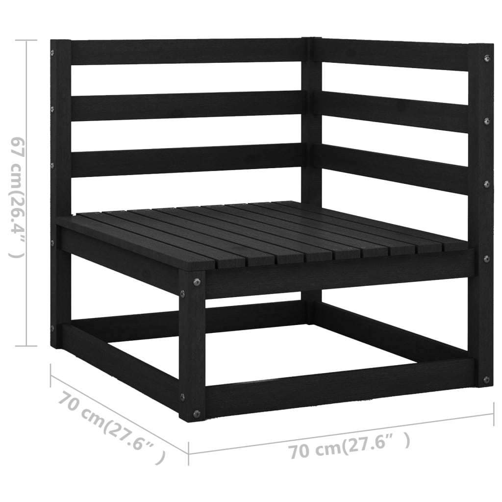 Outdoor-Sofa 3-Sitzer Schwarz Massivholz Kiefer