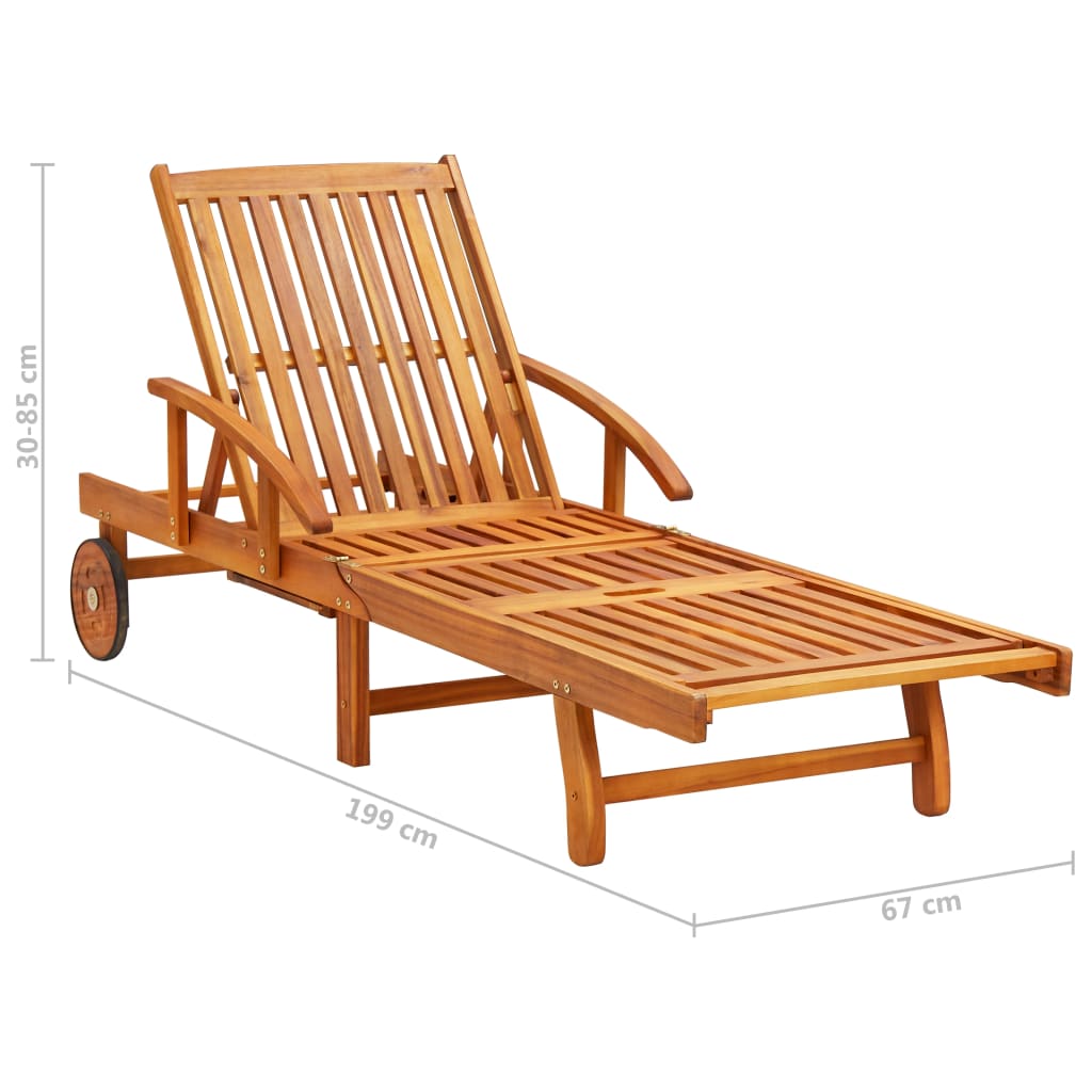 Sonnenliegen 2 Stk. mit Auflagen Massivholz Akazie