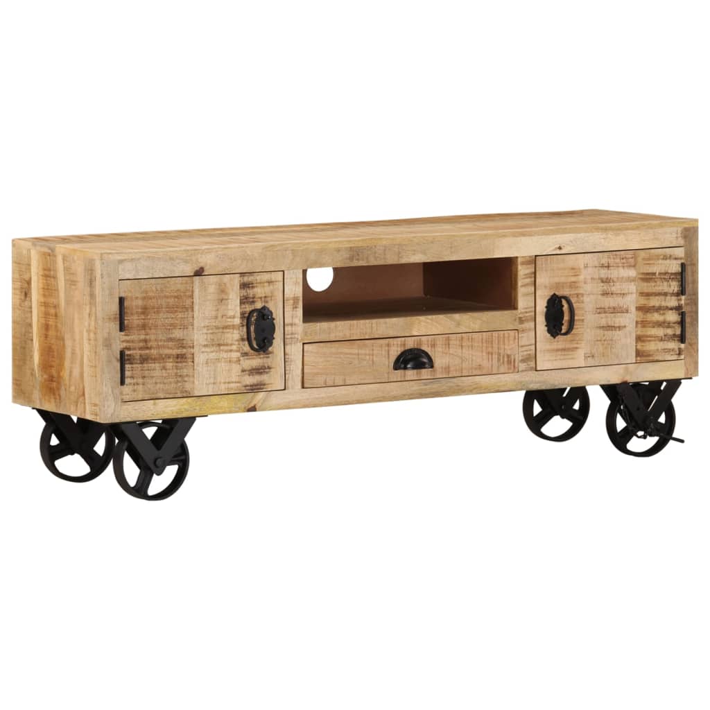 TV-Schrank mit Rädern 110x30x37 cm Massivholz Mango
