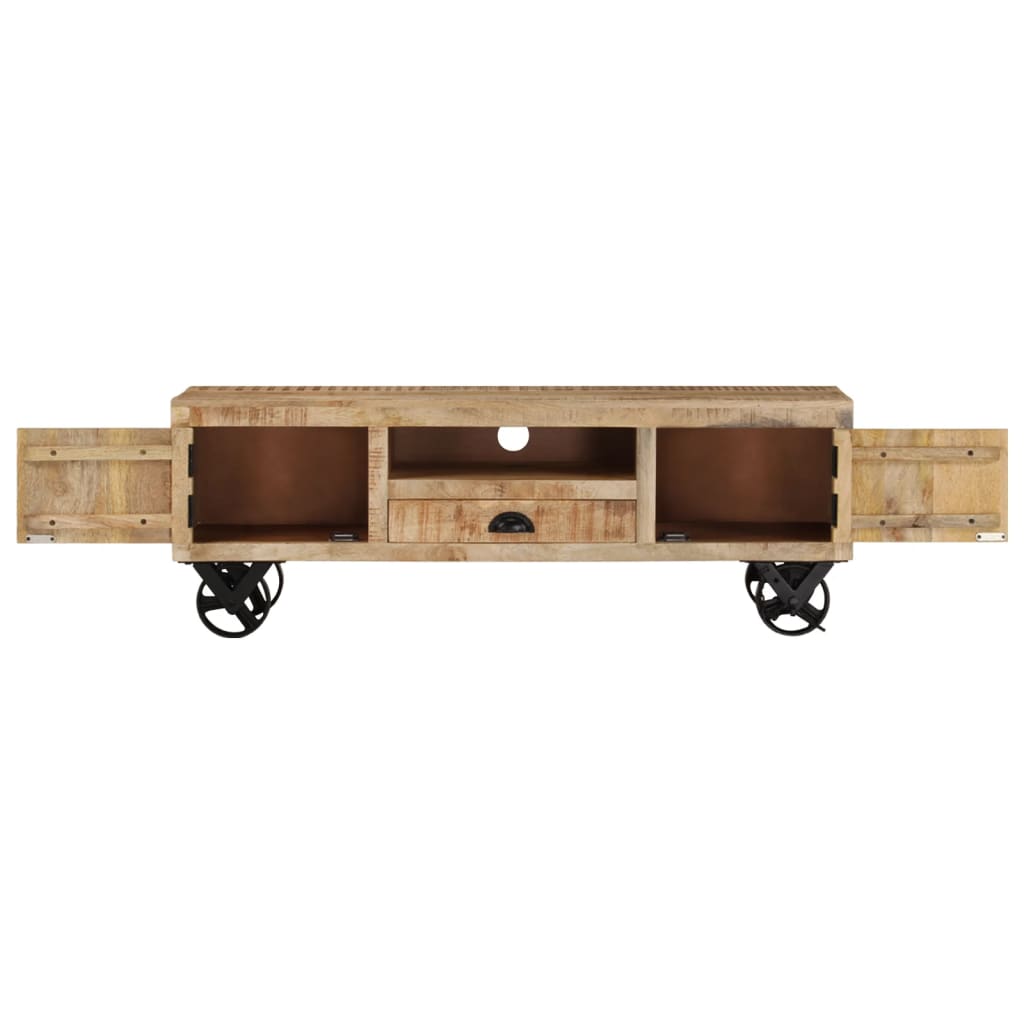 TV-Schrank mit Rädern 110x30x37 cm Massivholz Mango