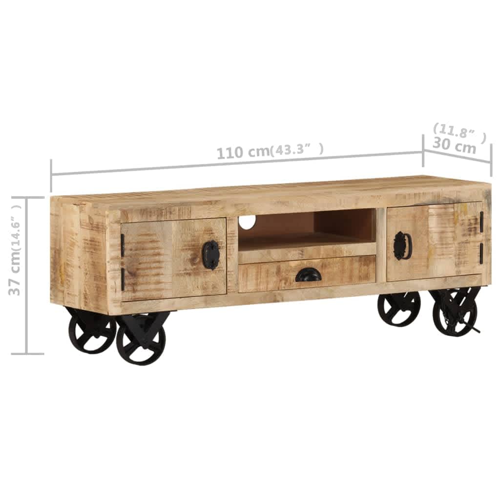 TV-Schrank mit Rädern 110x30x37 cm Massivholz Mango