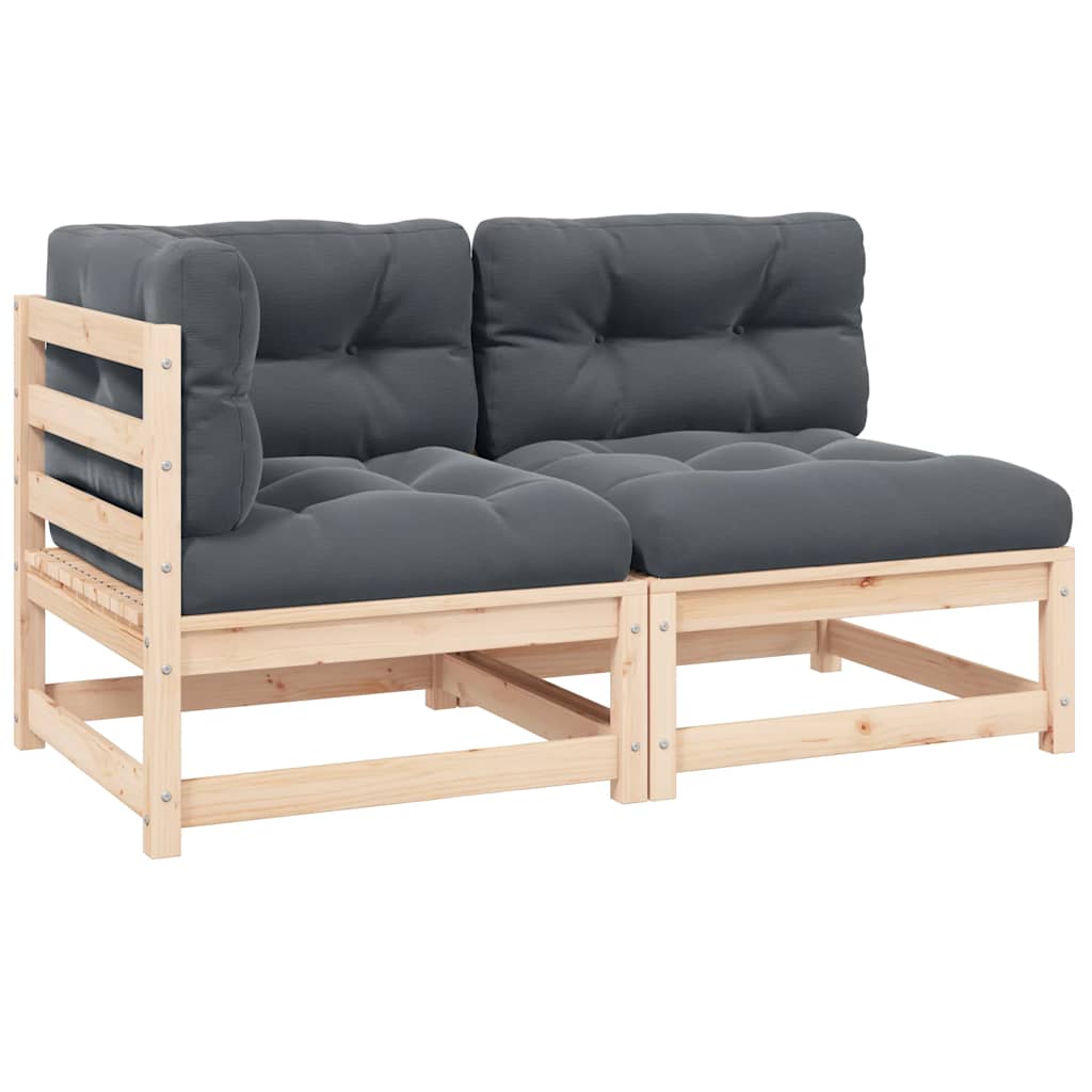 2-tlg. Garten-Lounge-Set mit Kissen Kiefer Massivholz