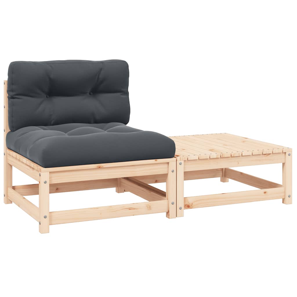 2-tlg. Garten-Lounge-Set mit Kissen Massivholz Kiefer