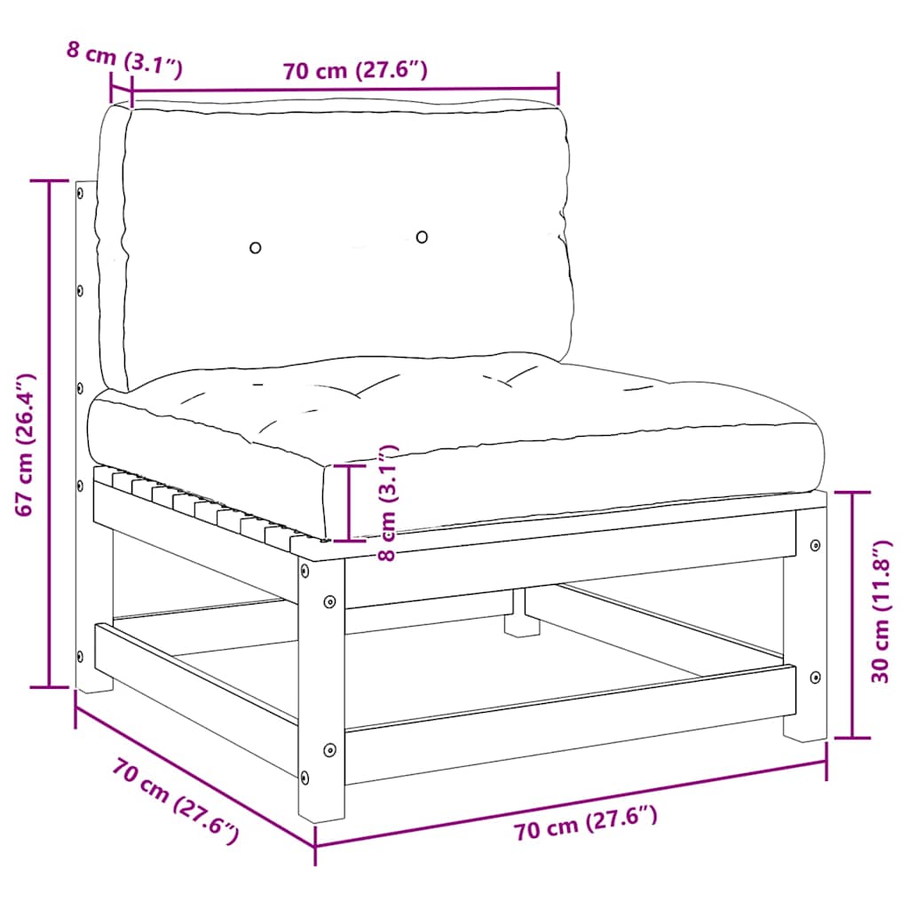 3-tlg. Garten-Lounge-Set mit Kissen Kiefer Massivholz