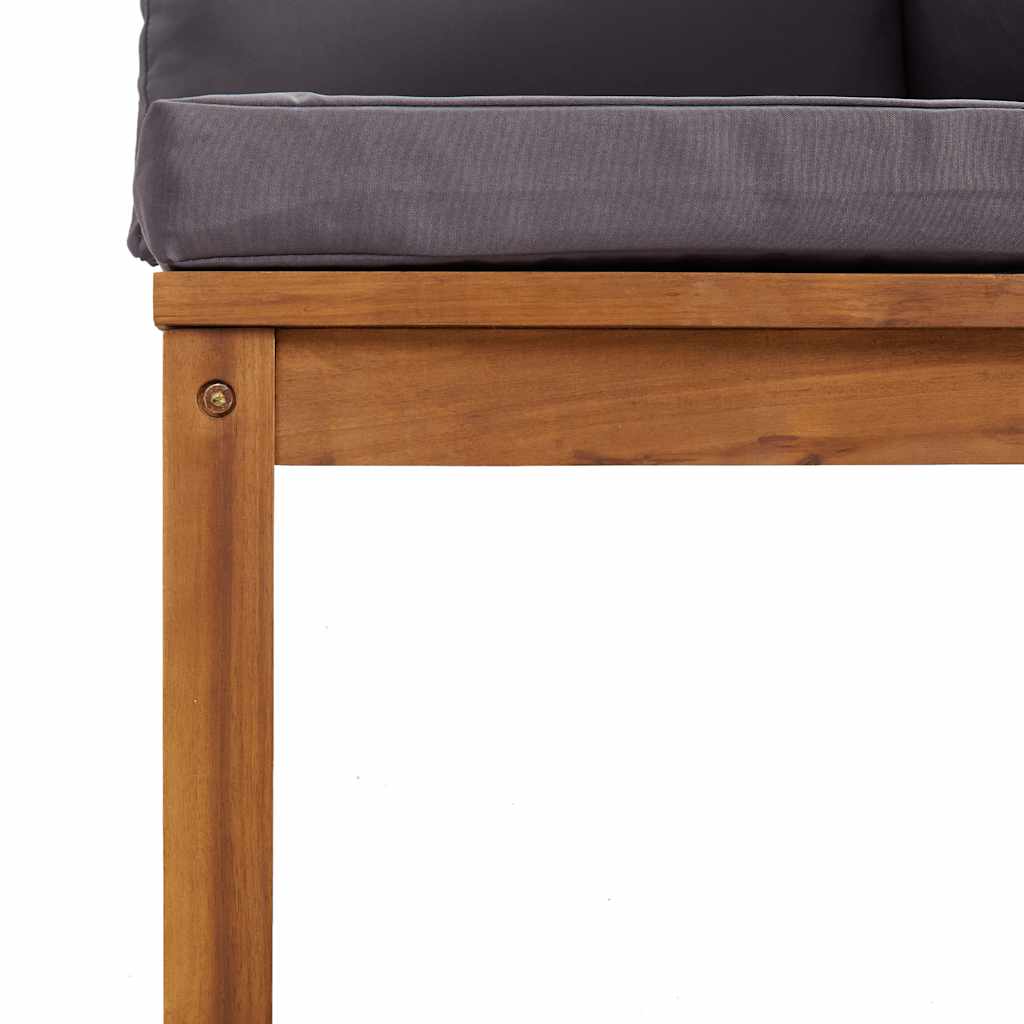 2-tlg. Sofa-Set mit Dunkelgrauen Kissen Akazie Massivholz