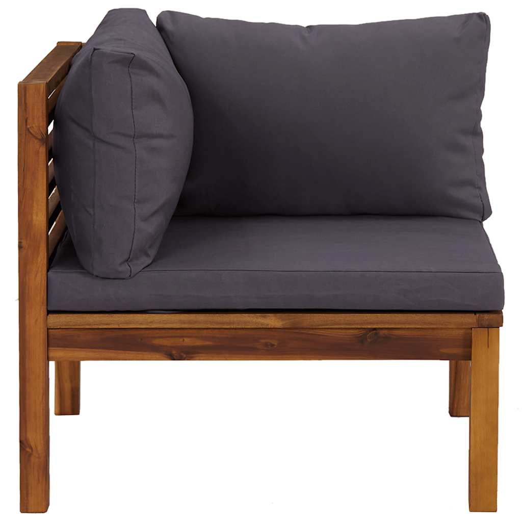 Modulares Ecksofa mit Dunkelgrauen Kissen Massivholz Akazie