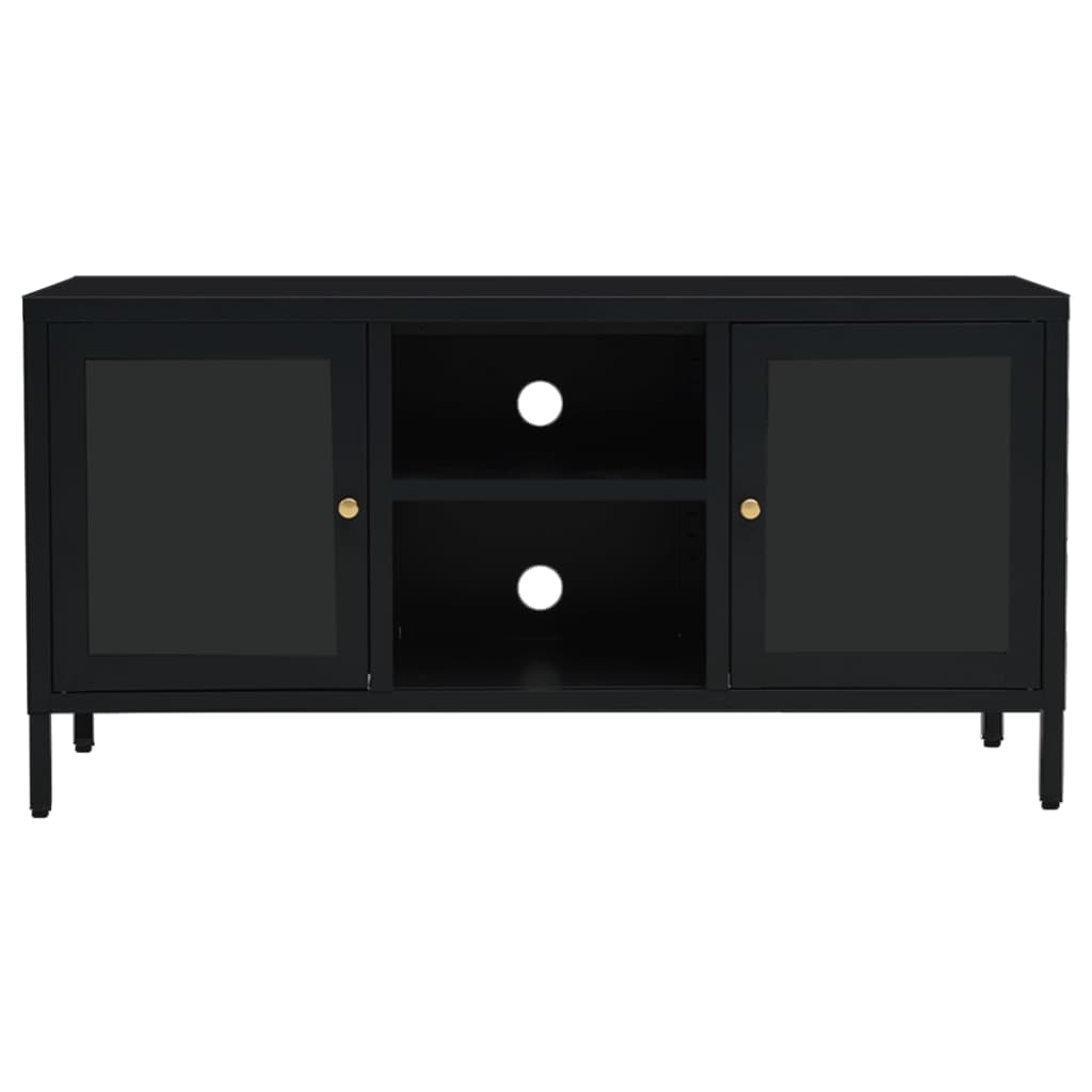 TV-Schrank Schwarz 105x35x52 cm Stahl und Glas