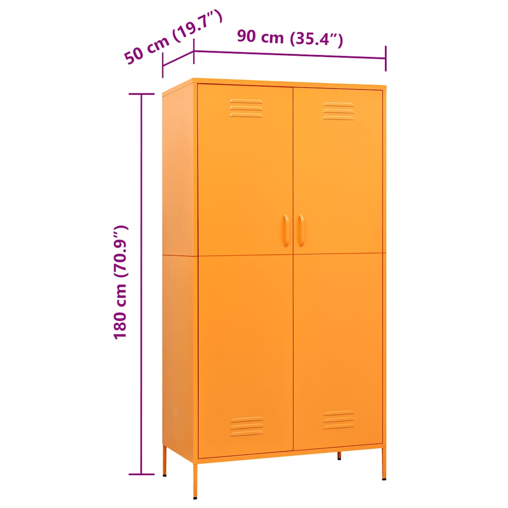 Kleiderschrank Senfgelb 90x50x180 cm Stahl