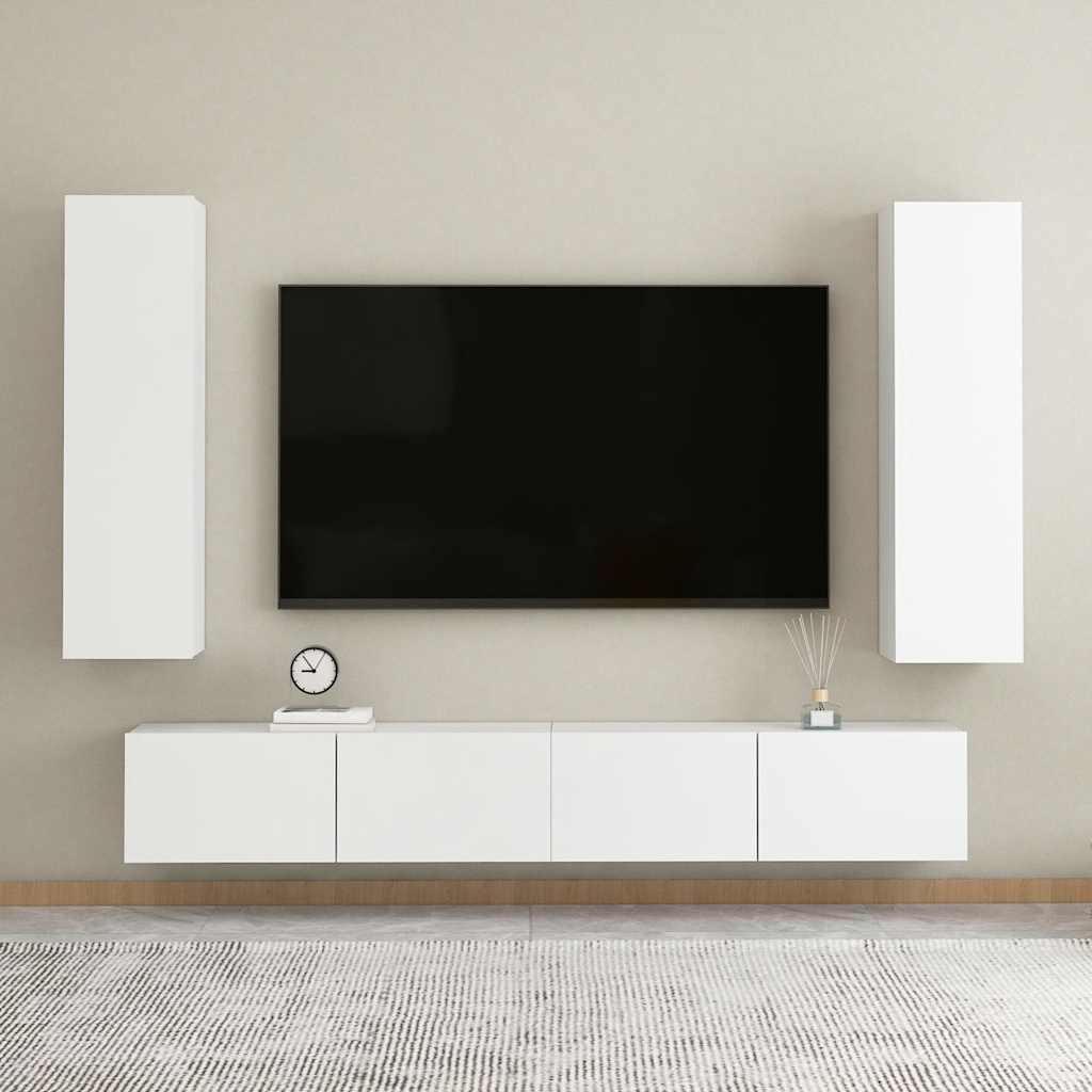 4-tlg. TV-Schrank-Set Weiß Holzwerkstoff