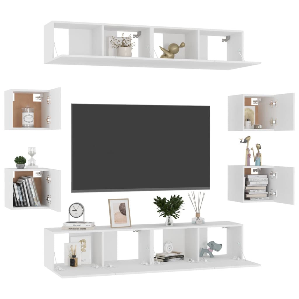 8-tlg. TV-Schrank-Set Weiß Holzwerkstoff