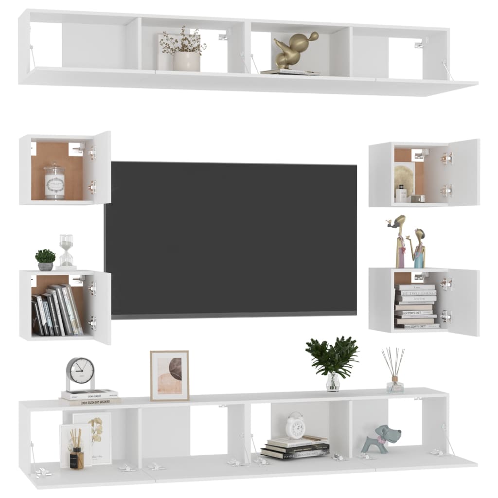 8-tlg. TV-Schrank-Set Weiß Holzwerkstoff