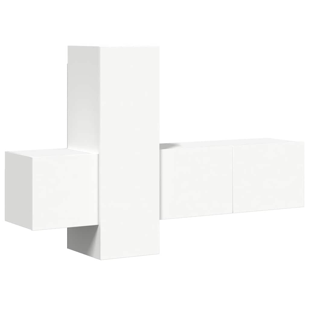 3-tlg. TV-Schrank-Set Weiß Holzwerkstoff