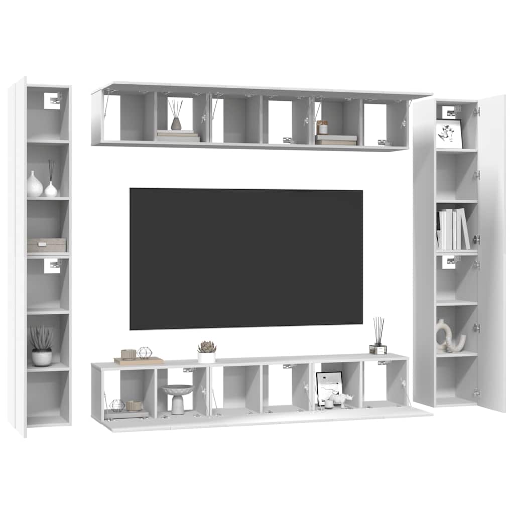 10-tlg. TV-Schrank-Set Weiß Holzwerkstoff