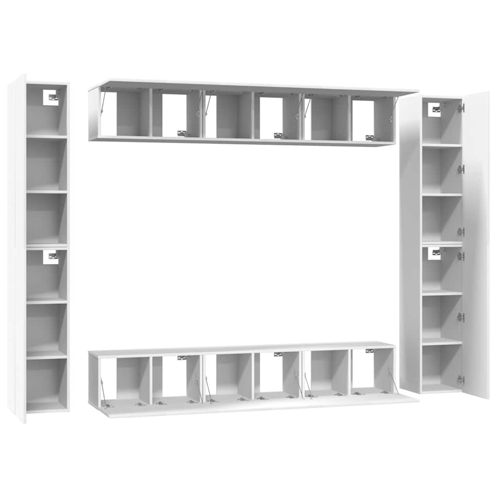 10-tlg. TV-Schrank-Set Weiß Holzwerkstoff