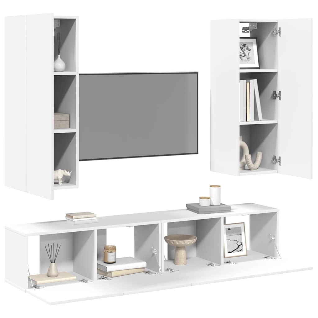 4-tlg. TV-Schrank-Set Weiß Holzwerkstoff