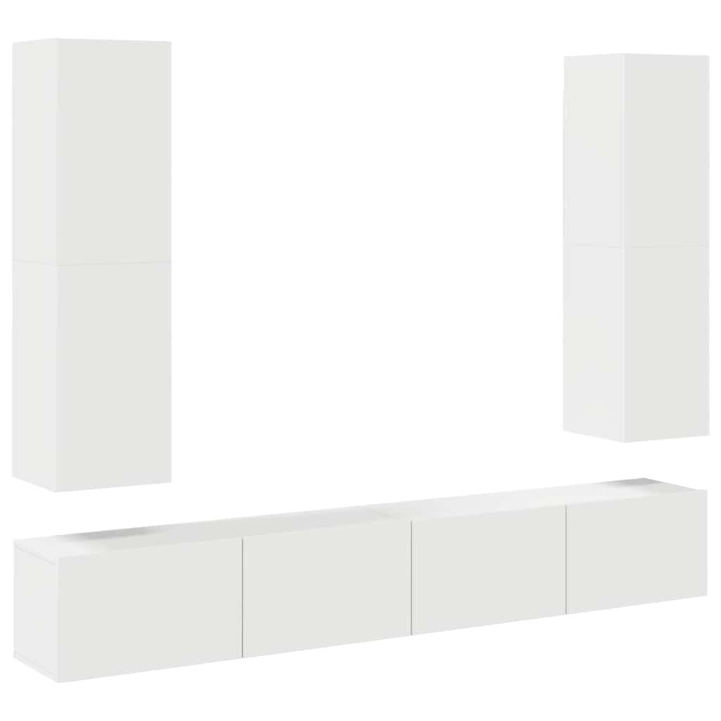 4-tlg. TV-Schrank-Set Weiß Holzwerkstoff