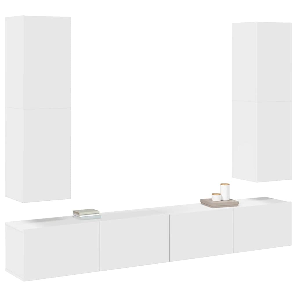 4-tlg. TV-Schrank-Set Weiß Holzwerkstoff