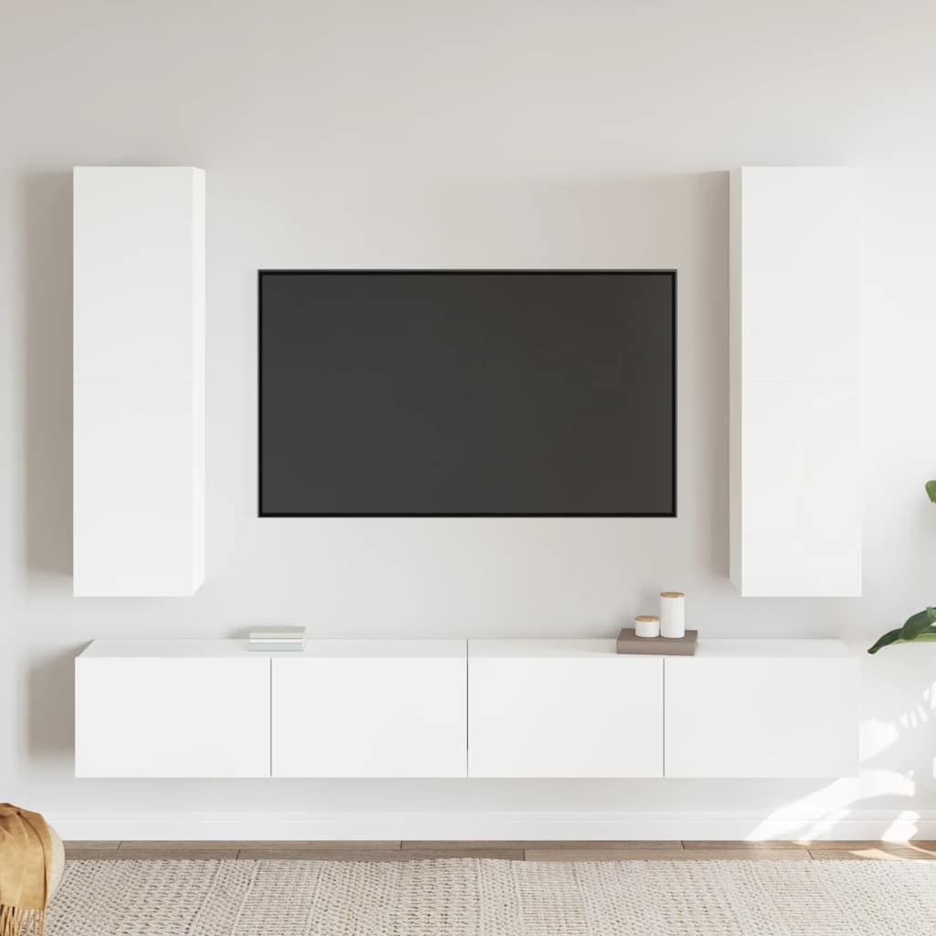 4-tlg. TV-Schrank-Set Weiß Holzwerkstoff