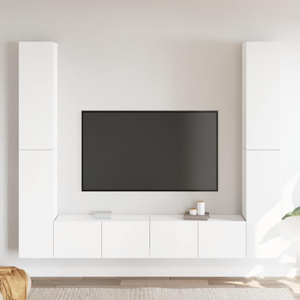 6-tlg. TV-Schrank-Set Weiß Holzwerkstoff