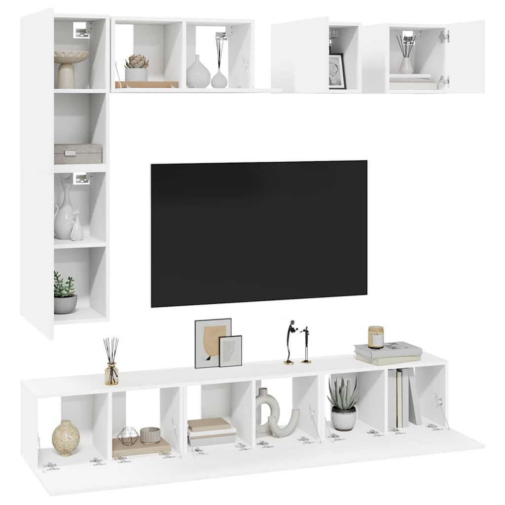 8-tlg. TV-Schrank-Set Weiß Holzwerkstoff