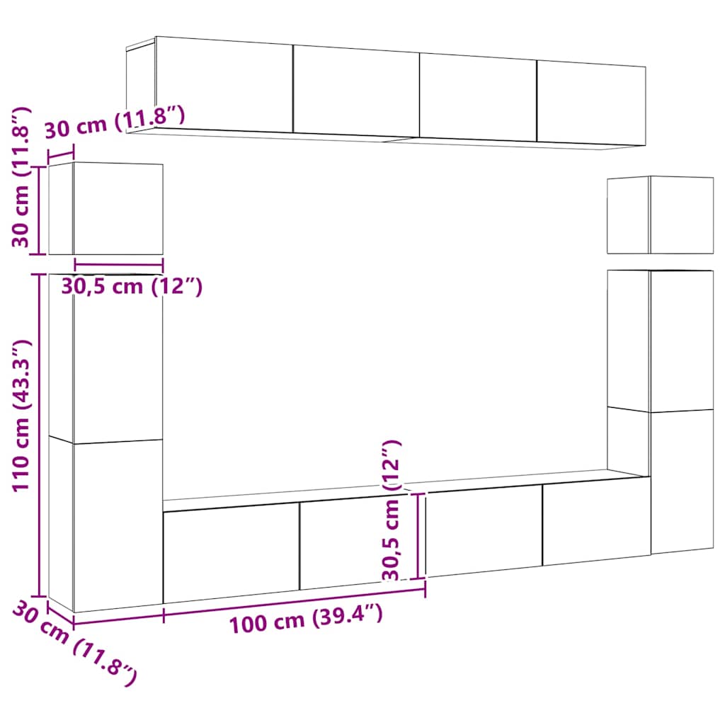 8-tlg. TV-Schrank-Set Weiß Holzwerkstoff