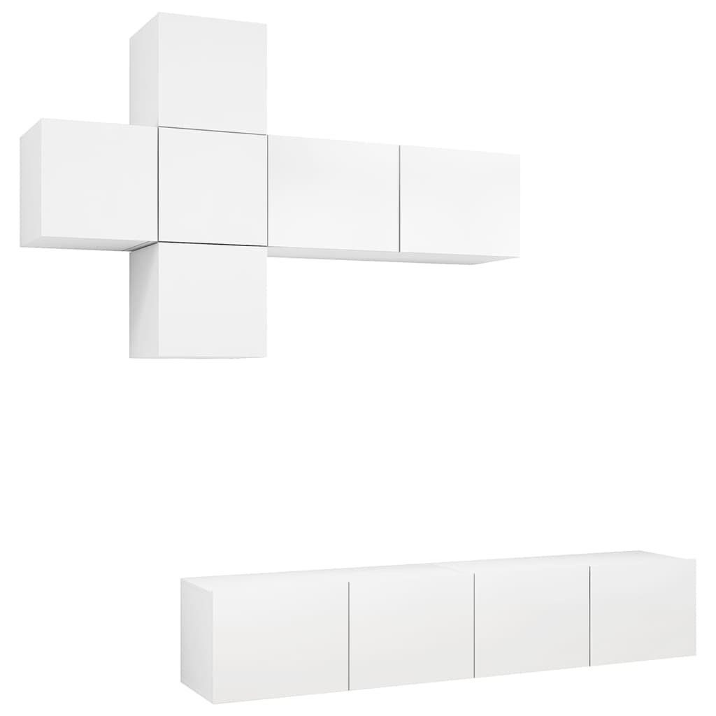 7-tlg. TV-Schrank-Set Weiß Holzwerkstoff