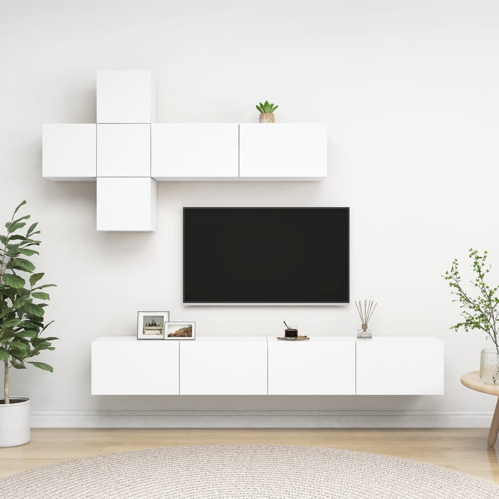 7-tlg. TV-Schrank-Set Weiß Holzwerkstoff